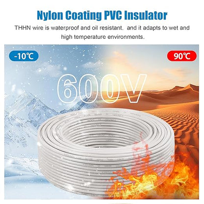 THHN Wire 10 Gauge 75 FT OFC Electrical Wire, 10 AWG Solid Copper Wire Rated up
