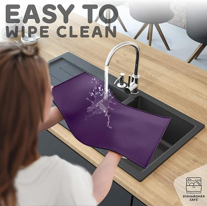 PetHappily Dog Food Mat - Raised Edges Dogs Mat for Food and Water Prevent Spill, Waterproof Cat Food Mats Protect Floors, Easy Clean Dog Bowl Mats for Food and Water, Silicone Pet Food Tray