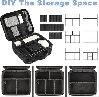MATEIN Cord Organizer Case with Adjustable Divider, DJ Cable File Bag for DJ Gear, Sound Instrument and Music Equipment Accessories, Shockproof Portable Double Layer Cord Bags, Black