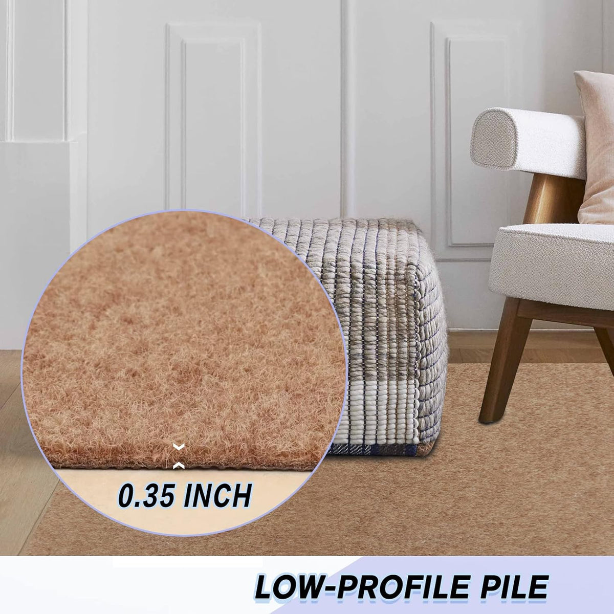Custom Size Backed Non-Slip Area Rugs Runner, Easy Clean, Waterproof Runner Rugs for Hallway Entryway, Kitchen, Laundry, 2FT x 33FT, Beige