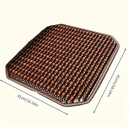 Breathable Wooden Bead Car Seat Cushion - Lumbar Support & Cooling Pad, Redwood/Yellow Pear Colors