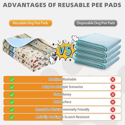 KOOLTAIL Washable Pee Pads for Dogs,2 Pack Super Absorbent Reusable Puppy Training Pads Waterproof, Nonslip and Leak-Proof Dog Pee Pads, Large Pet Mats Whelping Pads for Floor, Crate, Couch 24*36"