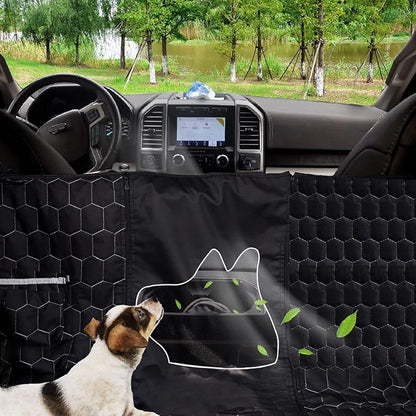 Meginc Dog Car Seat Cover for Trucks, Car Seat Cover for Back Seat Protector F150 Ram 1500, Waterproof Dog Hammock for Truck with Mesh Window Heavy Duty Seat Cover for F-Series/GMC Sierra/Silverado