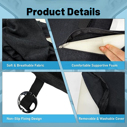 Car Seat Wedge Cushion 3Pcs, Comfortable Car Back Seat Gap Filler to Level Car Backseat, Automotive Foam Wedge Pad for Travel Truck Camping Office & Napping, Black