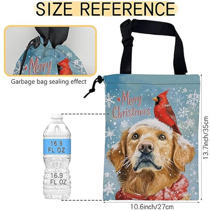 Cardinal Car Garbage Bag,Golden Retriever Dog Small Car Trash Bag Hanging Back of Seat,Drawstring Car Trash Bag with Adjustable Buckle,Car Accessories for Camping Travelling