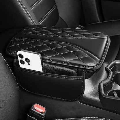 Center Console Cover Fit for RLX: Scratch and Wear Resistant Console Cover Leather with 2 Storage Bags -Upgraded Armrest Coverfor Car,Anti-Scratch Auto Armrest Pad Accessory （Black