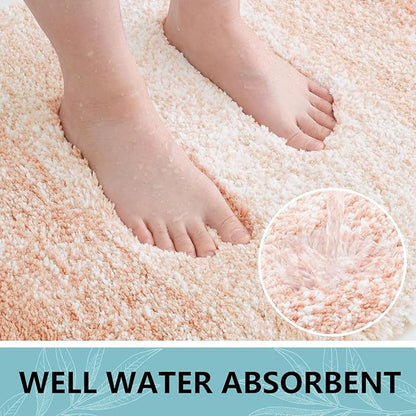 Arotive Microfiber Bathroom Rugs, Shaggy Soft and Absorbent Bath Rug, Non-Slip, Thick Plush Machine Washable Dry Bath Mats for Bathroom, Tub and Shower, 47x24, Peach, Rectangular