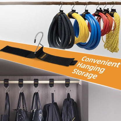 Extension Cord Organizer and Hanger (6-Pack), Trilancer Hook-and-Loop Storage Straps with Metal Hook to Hang on Walls for Cables, Wires, Rope, Hoses, Organization for Home, Garage or Workshop