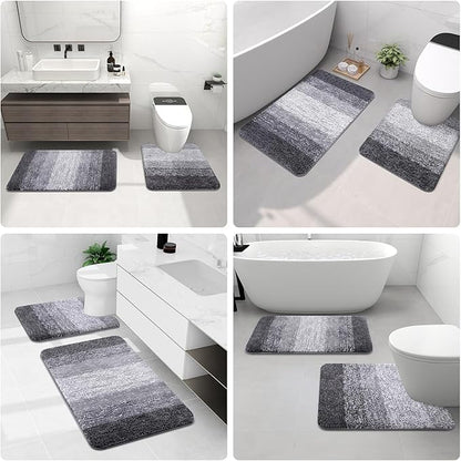 Arotive Microfiber Bathroom Rugs, Shaggy Soft and Absorbent Bath Rug, Non-Slip, Thick Plush Machine Washable Dry Bath Mats for Bathroom, Tub and Shower, 44x32, Grey, Rectangular
