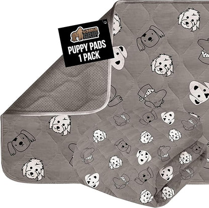 GORILLA GRIP Washable Puppy Pads, 40x26, Slip Resistant Dog Crate Mat, Waterproof Cloth Pee Pad for Training Puppies in Playpen, Reusable Pet Incontinence Blanket, Protects Sofa, Dog Faces