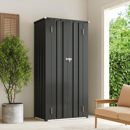 Aoxun 22 Cu.Ft Outdoor Storage Cabinet Metal Garden Shed with 2 Adjustable Shelves 3 Layer Waterproof Vertical Storage Shed for Patio Garden, Garage, Porch