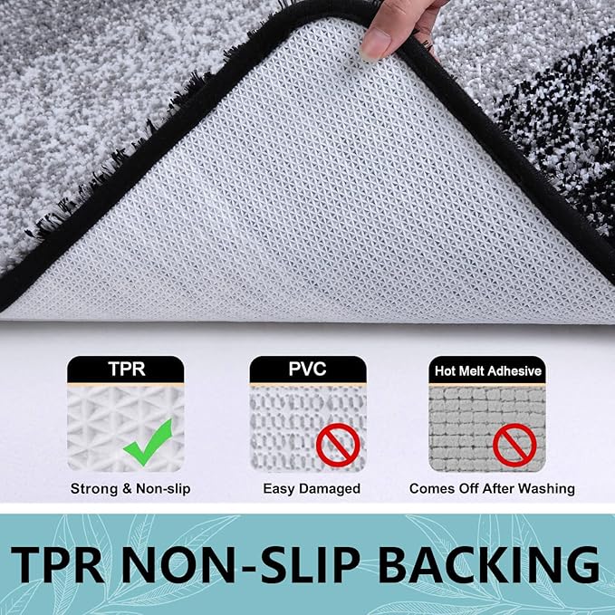 Arotive Microfiber Bathroom Rugs, Shaggy Soft and Absorbent Bath Rug, Non-Slip, Thick Plush Machine Washable Dry Bath Mats for Bathroom, Tub and Shower, 34x21, Black, Rectangular