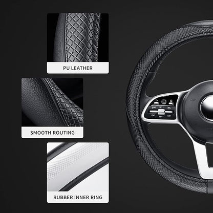 GXT Steering Wheel Cover, PU Leather, Universal 15 Inches, Non-Slip, Odourless Car Interior(Black)
