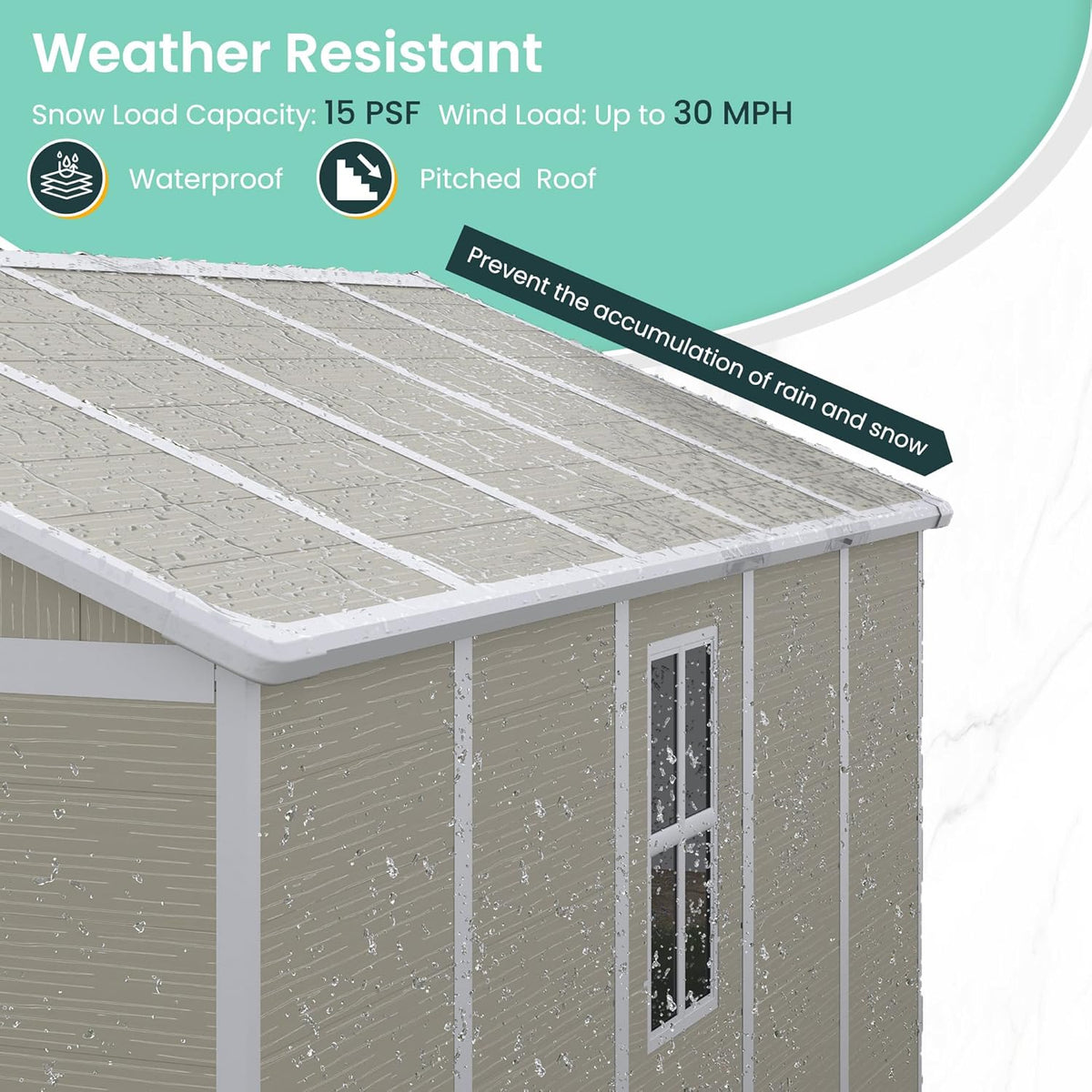 UDPATIO Outdoor Shed 7.5x10.7 FT, Plastic Storage Shed for Bike, Garbage Can, Tool, Outside Sheds & Resin Shed with Lockable Door for Backyard, Patio, Lawn, Standstone