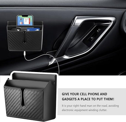 OFBAND Multifunctional Car Organizer and Storage with Sticky, Universal Car Accessory Storage Box for Phones, Cards, Keys (Carbon Fibre)