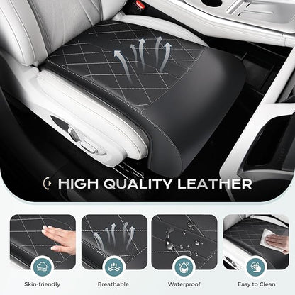 Coverado Car Seat Extender Leg Support, Leather Leg Extender Cushuin for Car Seats, Waterproof Car Seat Cushions Universal Fit for Most Vehicles (Black01)