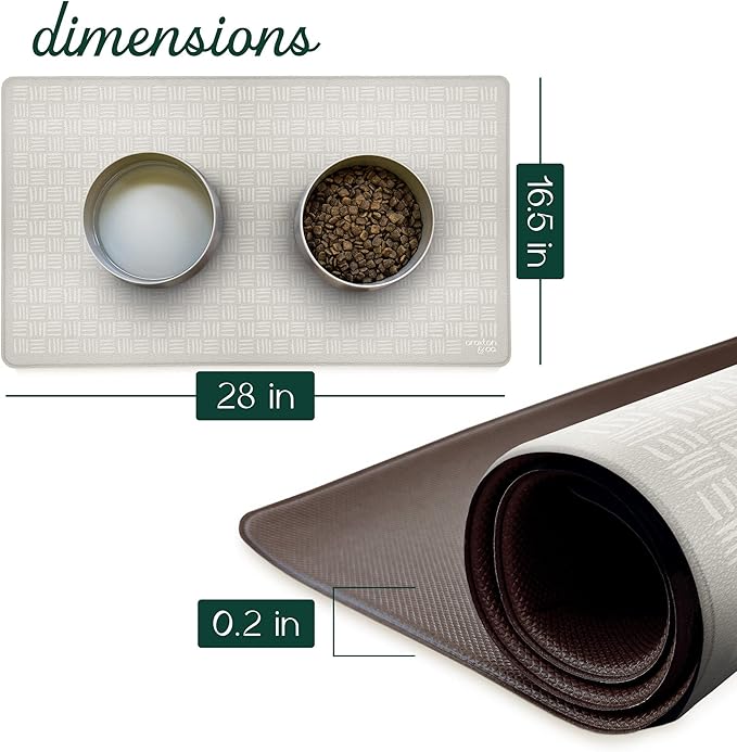 CROXTON & CO. Non-Slip Faux Leather Pet Feeding Mat for Dog Bowls | Large Bowl Mat for Food and Water | Durable, Easy-to-Clean Pet Food Mat for Floors | Size: 16.5"x18"