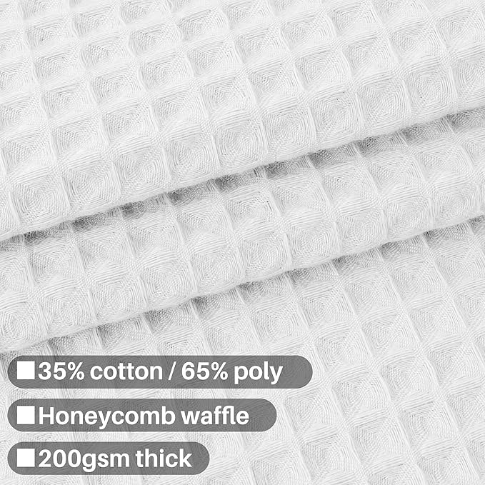 Barossa Design Clawfoot Tub Cotton Waffle Shower Curtain 180 x 70 Set with PEVA Liner and 36 Metal Hooks - White, Wrap-Around 180x70