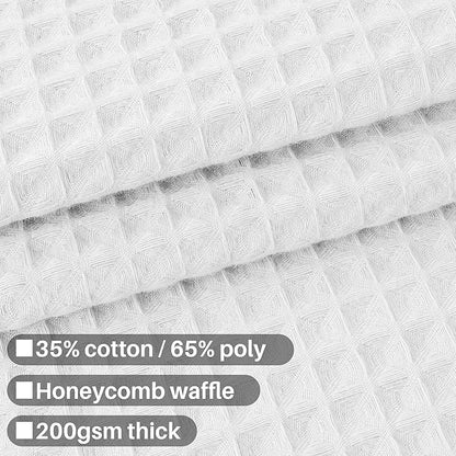Barossa Design Clawfoot Tub Cotton Waffle Shower Curtain 180 x 70 Set with PEVA Liner and 36 Metal Hooks - White, Wrap-Around 180x70