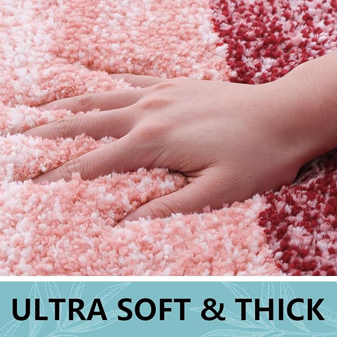 Arotive Microfiber Bathroom Rugs, Shaggy Soft and Absorbent Bath Rug, Non-Slip, Thick Plush Machine Washable Dry Bath Mats for Bathroom, Tub and Shower, 30x17, Burgundy, Rectangular