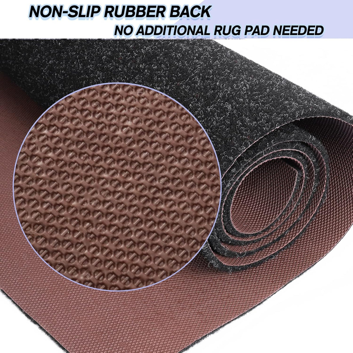 Custom Size Backed Non-Slip Area Rugs Runner, Easy Clean, Waterproof Runner Rugs for Hallway Entryway, Kitchen, Laundry, 3FT x 77FT, Black