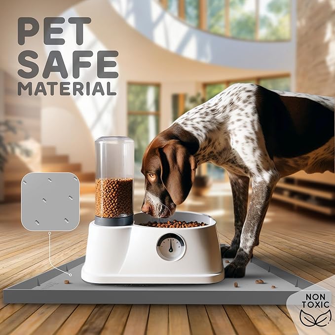 32x24x1” XL Dog Food Mat - All Purpose Under Sink Liner, Washer and Dryer Covers for The Top, Silicone Griddle Mat for Blackstone - Raised Edges Dog Mat for Food and Water Prevent Spill, Waterproof