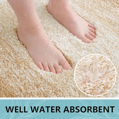Arotive Microfiber Bathroom Rugs, Shaggy Soft and Absorbent Bath Rug, Non-Slip, Thick Plush Machine Washable Dry Bath Mats for Bathroom, Tub and Shower, 47x17, Beige, Rectangular