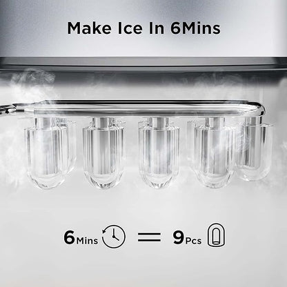 Silonn Ice Makers Countertop, 9 Cubes Ready in 6 Mins, Self-Cleaning Ice Machine