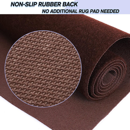 Custom Size Backed Non-Slip Area Rugs Runner, Easy Clean, Waterproof Runner Rugs for Hallway Entryway, Kitchen, Laundry, 2FT x 26FT, Brown