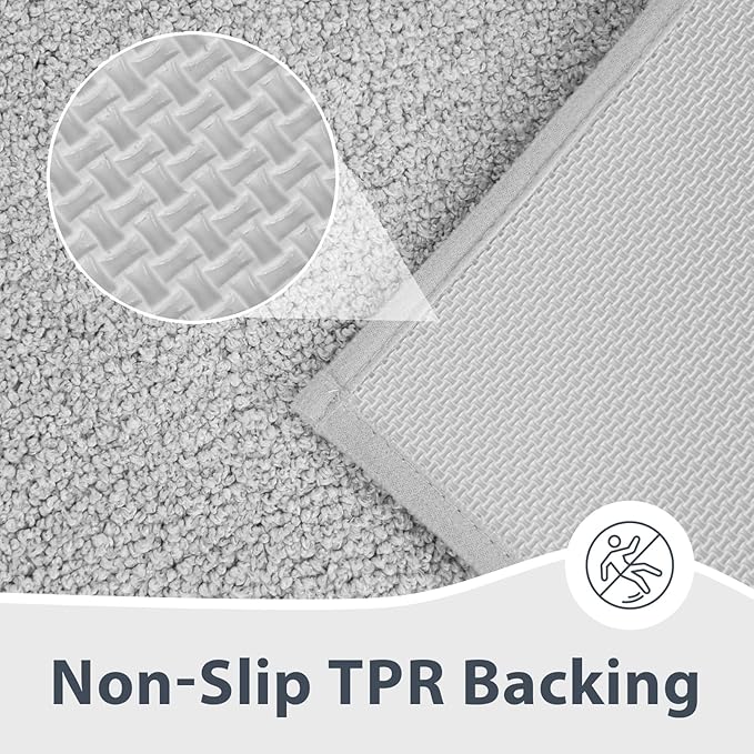 anllugs Bathroom Rugs 24" x 60", Non-Slip Extra Soft Absorbent Bath Rugs, Machine Washable Quick Dry Bath Mats for Bathroom Floor, Shower, Bathtub and Sink, Light Grey & Grey