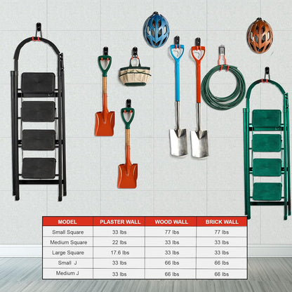 Wallmaster Garage Hooks Organizer Kit,12 Pack Adjustable Heavy Duty Shelving Hook,Wall Mount Utility Steel Garage Organization, for Organizing Garden Tools