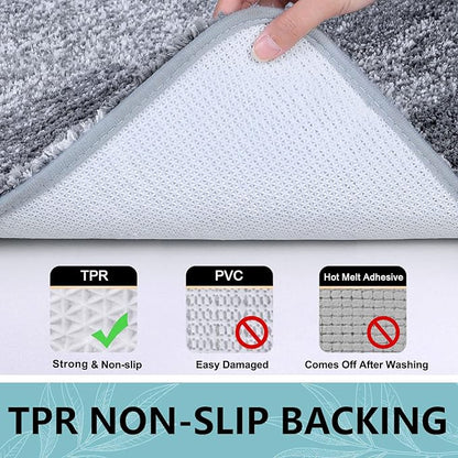 Arotive Microfiber Bathroom Rugs, Shaggy Soft and Absorbent Bath Rug, Non-Slip, Thick Plush Machine Washable Dry Bath Mats for Bathroom, Tub and Shower, 34x21, Grey, Rectangular