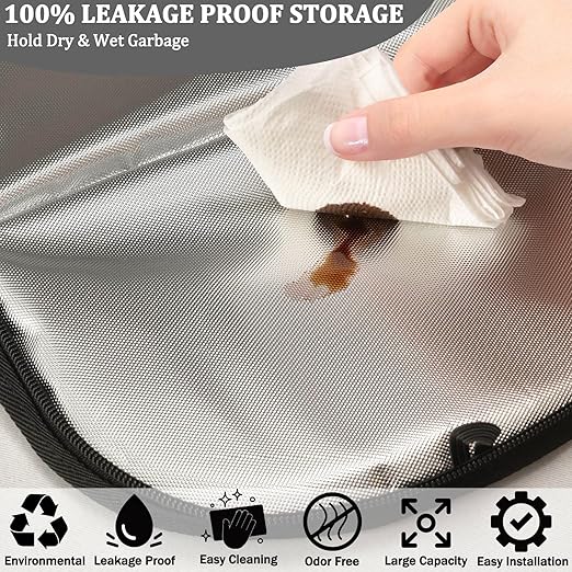 Black Leopard Car Trash Can African Animal Skin Print Car Garbage Bag with Lid Hanging Waterproof Leak Proof Vehicle Storage Bin