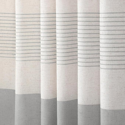 XOGUIBO Grey Shower Curtain Farmhouse Linen Striped Shower Curtains for Bathroom with Tassel 72 X 78