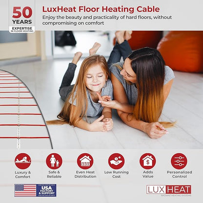LuxHeat 100sqft Floor Heating Cable Kit - 120v Radiant Heating Floor System -