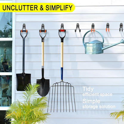 28 Pack Heavy Duty Garage Hooks, Utility Wall Mounted Storage System, with Anti-Slip Coating Hanger, for Hanging Power and Garden Tools, Ladders, Bikes, Ropes and Bulk Items
