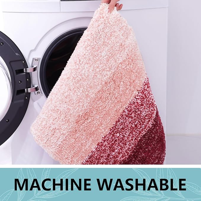 Arotive Microfiber Bathroom Rugs, Shaggy Soft and Absorbent Bath Rug, Non-Slip, Thick Plush Machine Washable Dry Bath Mats for Bathroom, Tub and Shower, 30x17, Burgundy, Rectangular