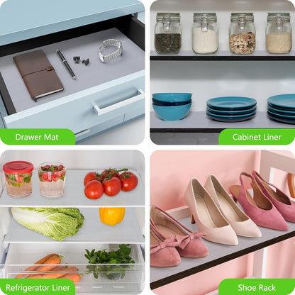 Shelf Liners for Kitchen Cabinets Refrigerator Liners Waterproof Kitchen Cupboard Liner Non-Slip Drawer Mats EVA Material Non Adhesive Fridge Mats for Shelves - Clear 23.6 x 236.2 Inches
