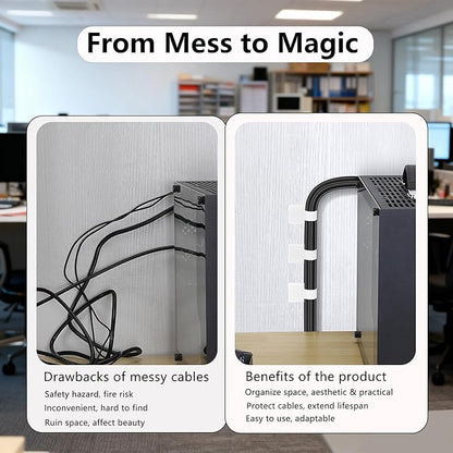 48Pcs Upgraded Under Desk Cable Ties - Self Adhesive Sticky Back Hook and Loop Straps, Wire Cord Management Organizers for Home Office