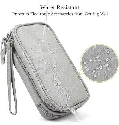 Electronic Organizer Bag, Waterproof Portable Electronic Organizer Travel Accessories Cable Bag Universal Cord Storage Case for CableCord Storage Double Layer - Gray, Large