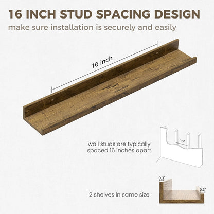 Axeman Floating Shelves for Wall - 24 Inch Picture Ledge Shelf Set of 2 - Rustic Picture Shelf for Wall with Ledge - Floating Shelves with Lip - Photo Ledge Shelves for Pictures Nursery Books