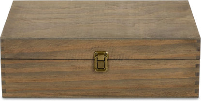 makerflo XL Dark Walnut Wood Memory Box (Pack of 12) with Hinged with Clasp, Black Felt Inside, Keepsake Wooden Box Ideal for Craft and Personalization (Laser Engraving, Epoxy, UV DTF, and Vinyl)