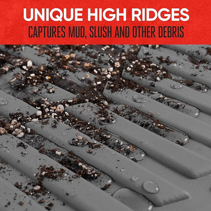 Motor Trend Front Floor Mats FlexTough Tortoise - Heavy Duty Rubber Floor Mats for Car SUV Van & Truck - All Weather Protection - Deep Dish Mats