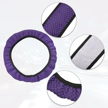 X AUTOHAUX Steering Wheel Cover Universal Elastic Stretch Antislip Breathable Microfiber Ice Silk Interior Trim Wheel Protector for Car Truck SUV Purple