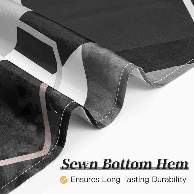 Litabel Modern Long Shower Curtain for Bathroom, Black Geometric Art Decor Waterproof Bath Curtain, Abstract Fabric Shower Curtain Sets for Home Decor, 72x78 Inch