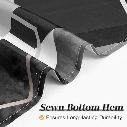 Litabel Modern Extra Long Shower Curtain for Bathroom, Black Geometric Art Decor Waterproof Bath Curtain, Abstract Fabric Shower Curtain Sets for Home Decor, 72x84 Inch