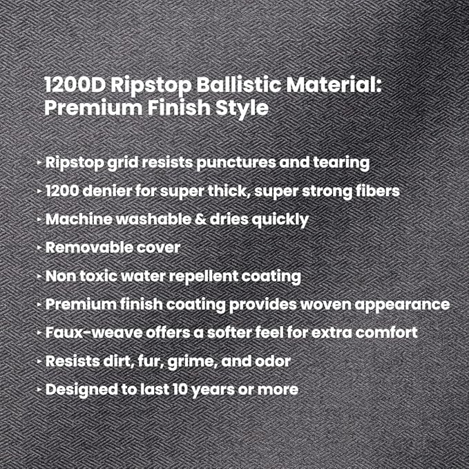 K9 Ballistics Tough Ripstop Orthopedic Crate Bed - Durable Kennel Pad with Washable Cover for Large Dogs, 41 x 27 fits 42” Wire Crate, Taupe Premium Finish