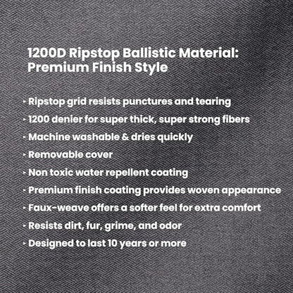 K9 Ballistics Tough Ripstop Orthopedic Crate Bed - Durable Kennel Pad with Washable Cover for Large Dogs, 41 x 27 fits 42” Wire Crate, Taupe Premium Finish