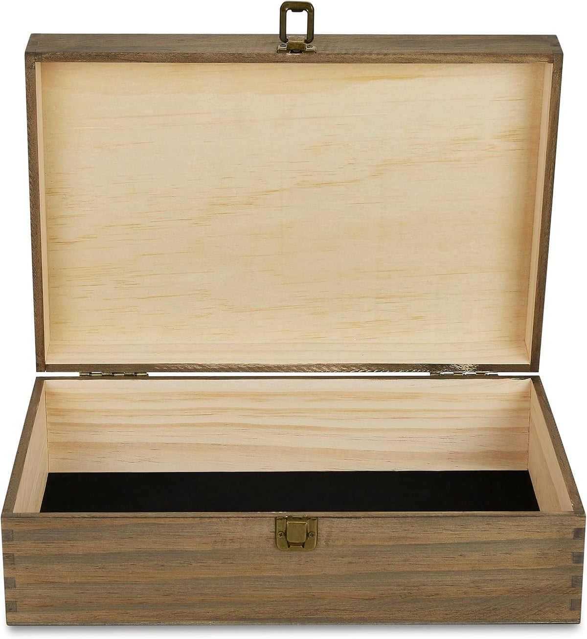 makerflo XL Dark Walnut Wood Memory Box (Pack of 12) with Hinged with Clasp, Black Felt Inside, Keepsake Wooden Box Ideal for Craft and Personalization (Laser Engraving, Epoxy, UV DTF, and Vinyl)
