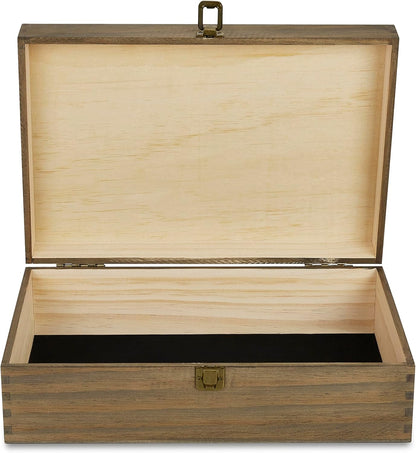 makerflo XL Dark Walnut Wood Memory Box (Pack of 12) with Hinged with Clasp, Black Felt Inside, Keepsake Wooden Box Ideal for Craft and Personalization (Laser Engraving, Epoxy, UV DTF, and Vinyl)